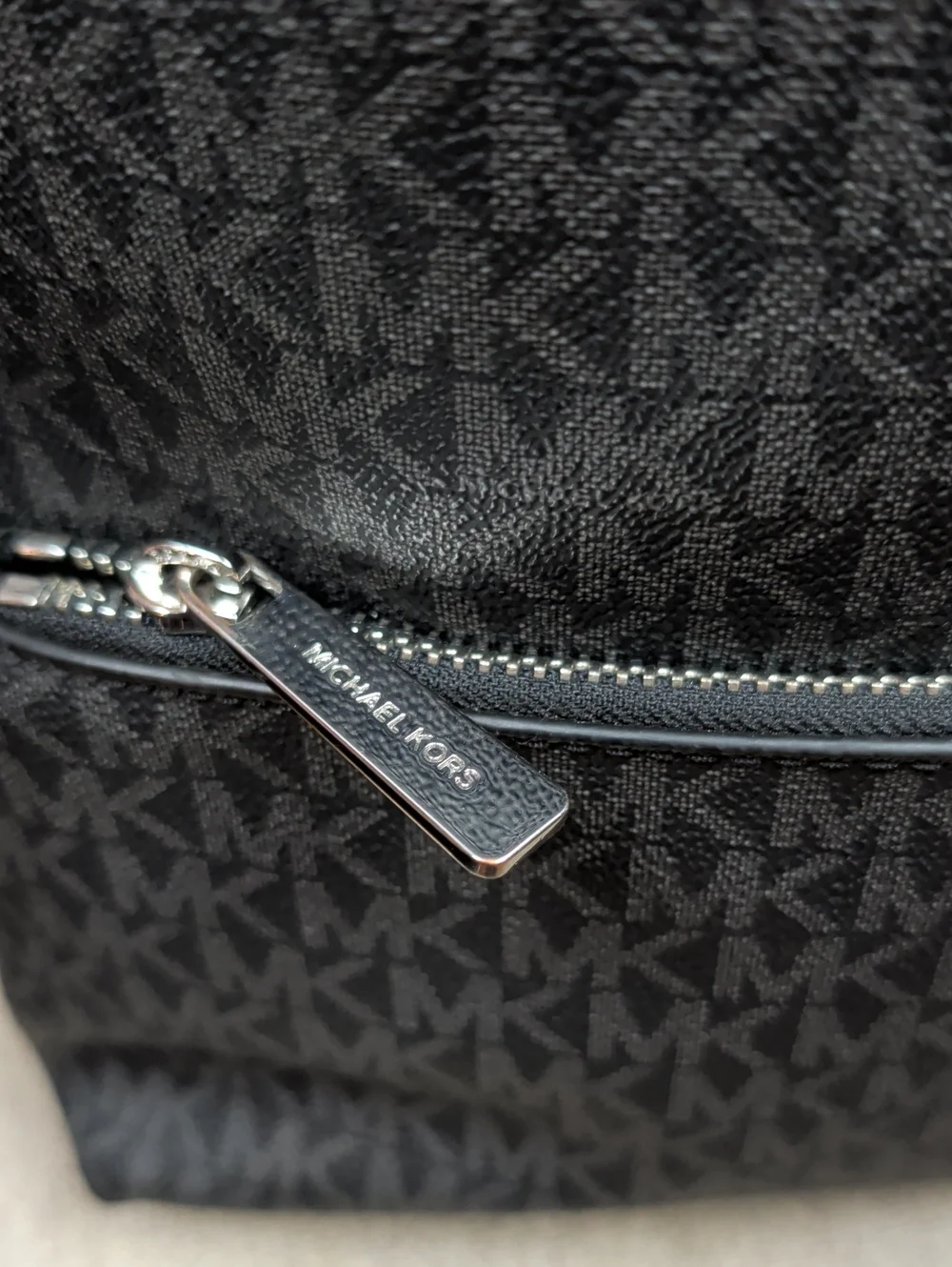 Michael Kors Dark Gray Black Signature Backpack Purse Like New